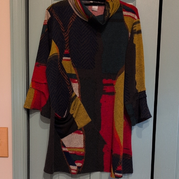 Colorful Patterned Tunic Dress - Picture 1 of 5